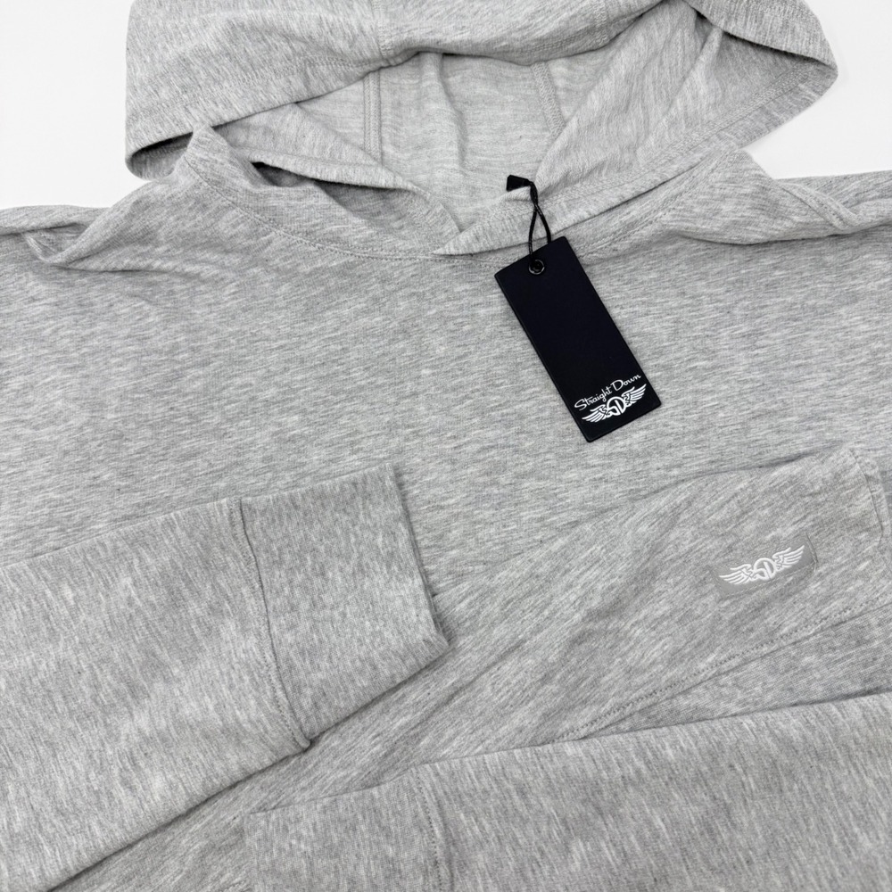 Straight Down Mens Grove Hoodie Light Grey Heather Pima Cotton Modal Medium NEW